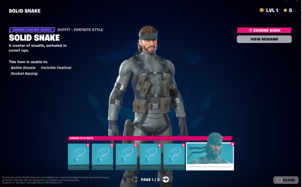 How to get the Fortnite Solid Snake skin